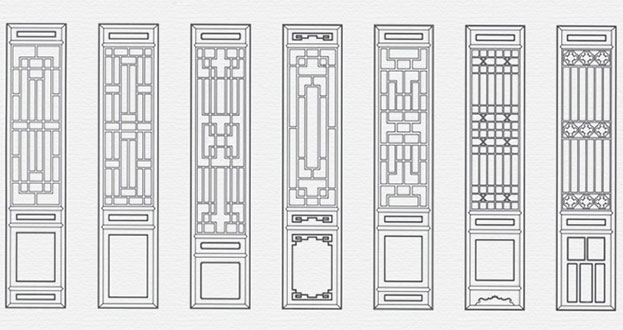 八所镇常用中式仿古花窗图案隔断设计图